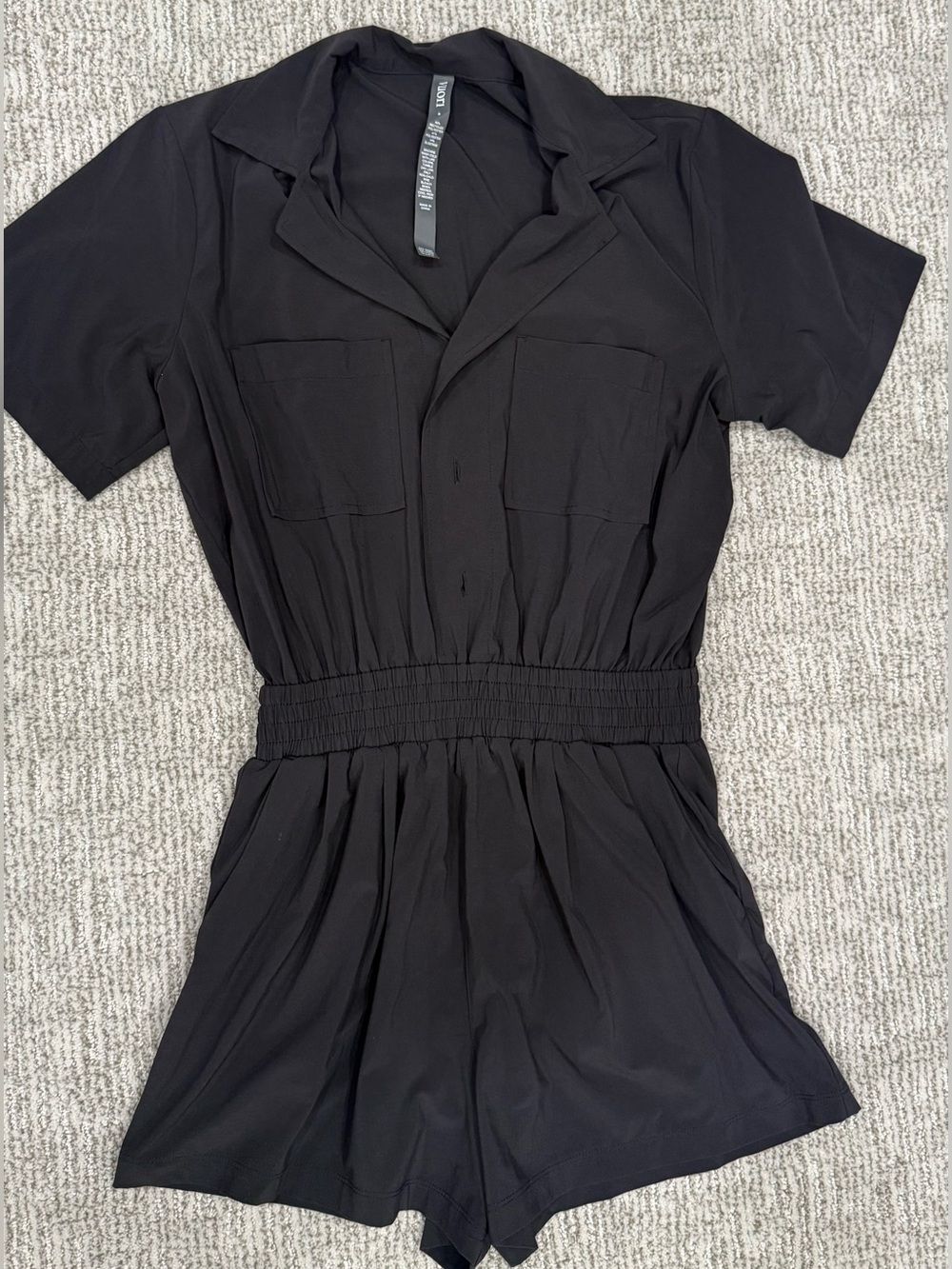 Vuori Black Short-Sleeve Romper